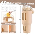 thumbnail image 3 of MUKOKO 40oz Glass Water Bottle, Bottle with Straw and Lid, Glass Tumbler with Time and Water Marker, Iced Coffee Cup with Silicone Sleeve, Travel Coffee Mug Fits in Car Holder, Amber, 3 of 7
