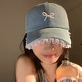 thumbnail image 2 of Casual Demin Color Lace Brim  Japanese Style Sun Hat Baseball Hat Sunshade Cap DARK BLUE, 2 of 7