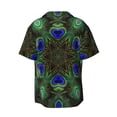 thumbnail image 5 of KLL Peacock Feathers Print Men's Shirt Short Sleeve Button Down Summer Cuba Beach Shirts- Large, 5 of 5