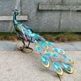 thumbnail image 4 of Wrought Iron Animal Painted Peacock Garden Statues With Solar Lights For Courtyard Balcony Decor, 4 of 13