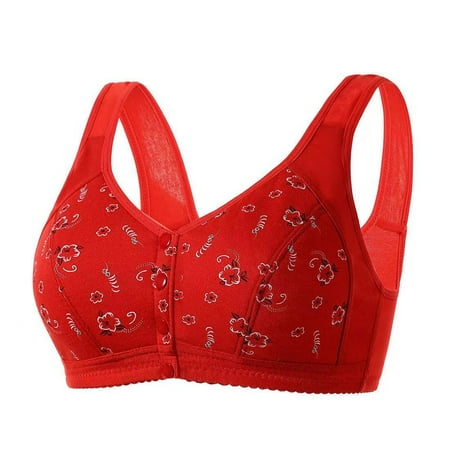 

REORIAFEE Sports Comfy Bra for Seniors Comfortable Bra for Older Women Plus Size Comfortable Lace Breathable Bra Wireless Underwear Red XXL