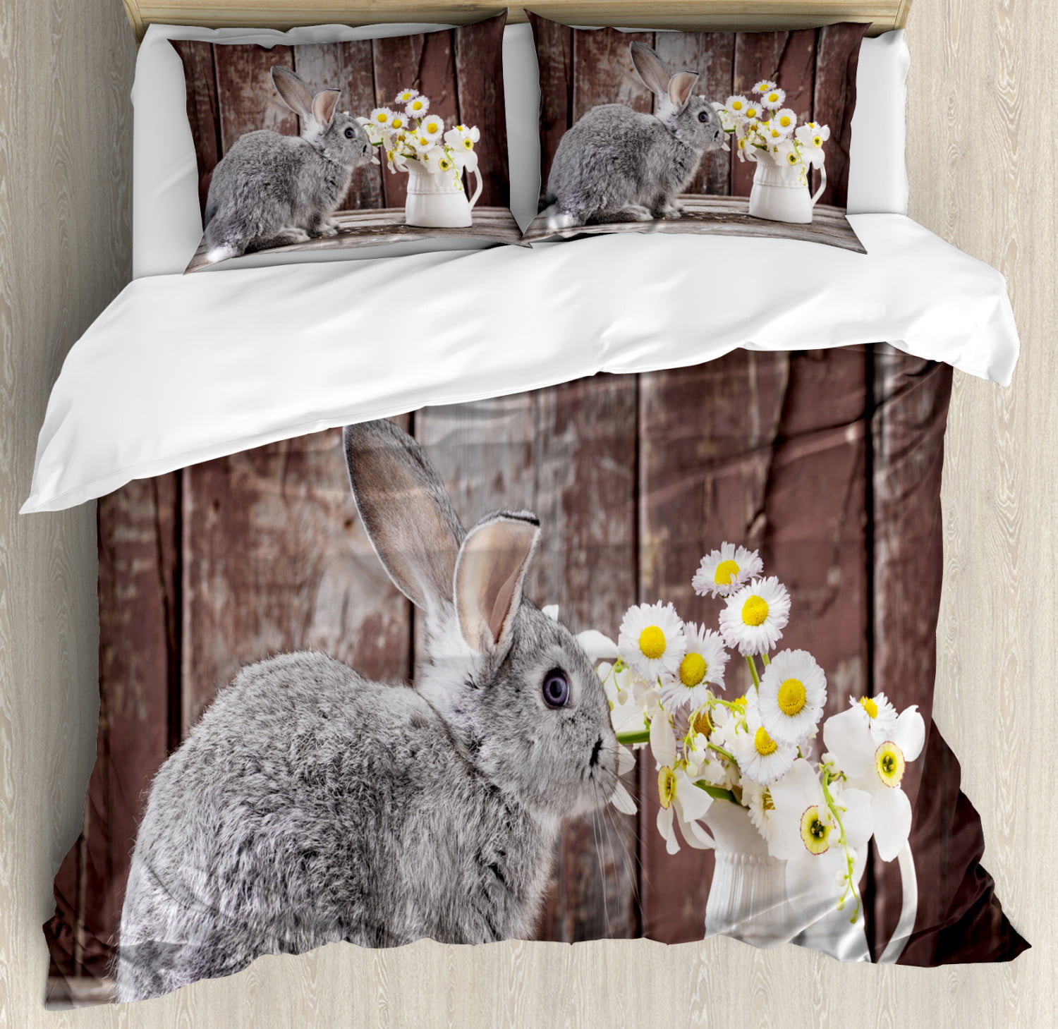 Easter Bunny Duvet Cover Set King Size, Bed Cover King Rabbit