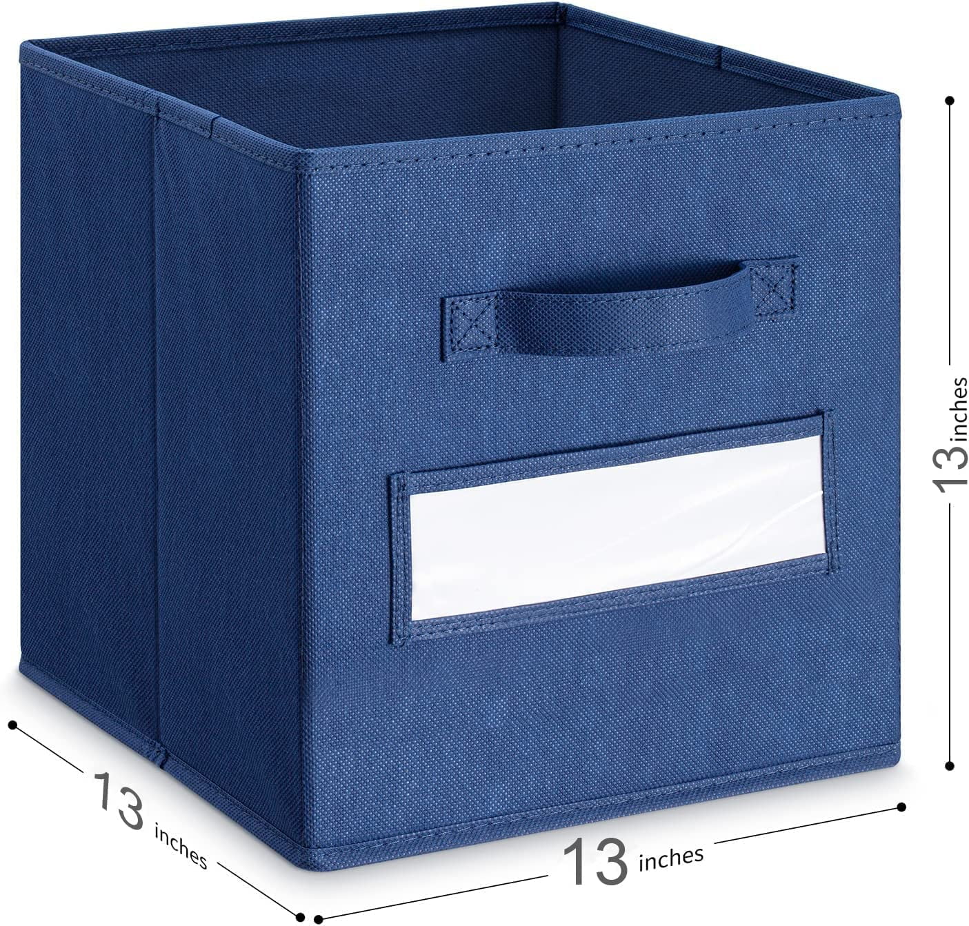 13x13 Inch Cube Storage Bins(Set of 8)-Basket Bins with 8 Labels Window Cards & a Pen - Collapsible Storage Organizer Boxes Cube For Nursery Home & Office-Beige