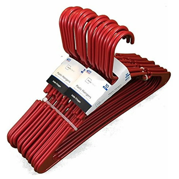 Mainstays Red Plastic Hangers, 10 Count
