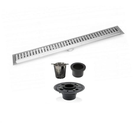 

16 Inch Linear Shower Drain with 2 Inch ABS Shower Drain Base and Hair Trap Set (6 Designs) SereneDrains