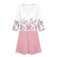thumbnail image 6 of WTOBBY Women's Floral Print Button Down V-Neck 3/4 Sleeve Midi Dress, Casual Sundress with Pockets for Summer Vacation Essentials,Pink 2XL, 6 of 6