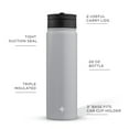 thumbnail image 5 of JoyJolt Triple Insulated Water Bottle with Flip Lid & Sport Straw Lid - 22 oz - Grey, 5 of 7