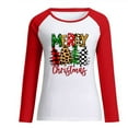 thumbnail image 4 of Odeerbi Christmas Shirts for Women 2025 Long Sleeve Tops Round Neck Color Block Merry Chriasmas Printing Blouse, 4 of 4
