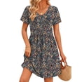 thumbnail image 4 of Fantaslook Summer Dresses for Women Casual Short Sleeve V Neck Babydoll Dress Fashion Vacation Mini Dress with Pockets, 4 of 9