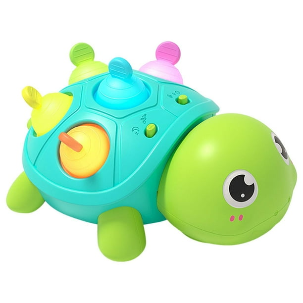 Muñeca eléctrica gateante,Juguete musical de tortuga gateante para bebés de 0 a 8 meses,Juguete de aprendizaje sensorial con sonidos relajantes e iluminados,Juguete musical para