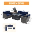 thumbnail image 6 of JOIVI 8-Piece Wicker Patio Conversation Set with 50,000 BTU Gas Fire Pit Table, Rattan Outdoor Sectional Sofa Furniture Set with Storage Box and 45” Fire Pit for Garden, Deck, Backyard, Navy Blue, 6 of 13