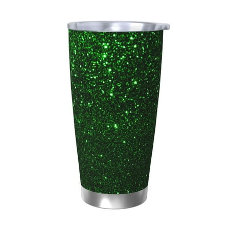 

Bingfone Green Sparkling for 20 Oz Stainless Steel Travel Mug Double Wall Water Coffee Cup for Home Office Outdoor Works Great for Ice Drinks and Hot Beverage-Without Straw