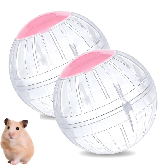 2 Pack Hamster Ball, 4.7 Inch Pink and Purple Glitter Exercise Ball for Hamsters and Gerbils, Portable Small Pet Toy for Indoor Play