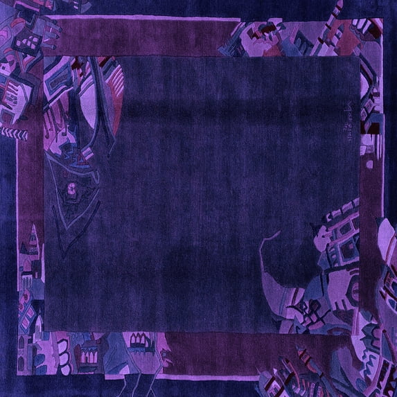 Ahgly Company Indoor Square Abstract Purple Modern Area Rugs, 4' Square