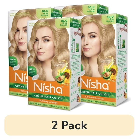 (2 pack) Nisha Creme Hair Color | Permanent Long Lasting Blonde Hair Dye Color Kit | Ultra Blonde | 5.07 Oz (Pack Of 2)