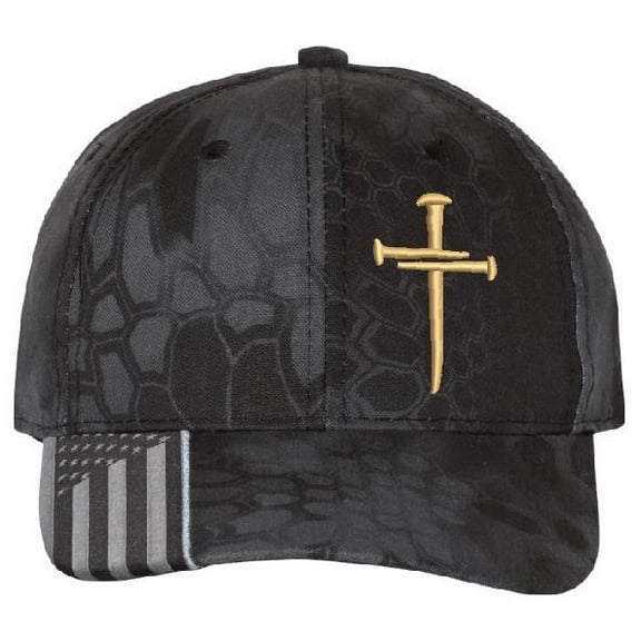 Christian Hats for Men Women Jesus 3 Nail Cross BEIGE CROSS Hat and Decal