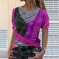 thumbnail image 2 of Women Tie-dye Printed Embroidery Collar Short Sleeve Pullover Blouse Tops, 2 of 3