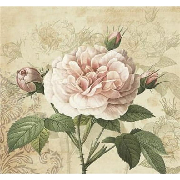 Vintage Rose with Buds - Decorative Floral Lunch Paper Napkins 100pcs - Perfect for Decoupage, Party, Birthday, Special Occasions, Weddings