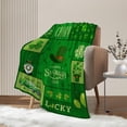 thumbnail image 4 of St. Patrick''s Day Green Plaid Lucky Shamrocks Irish Blanket - Soft Fuzzy Fleece for Couch, Sofa, Bed - Gift 50x60, 4 of 6