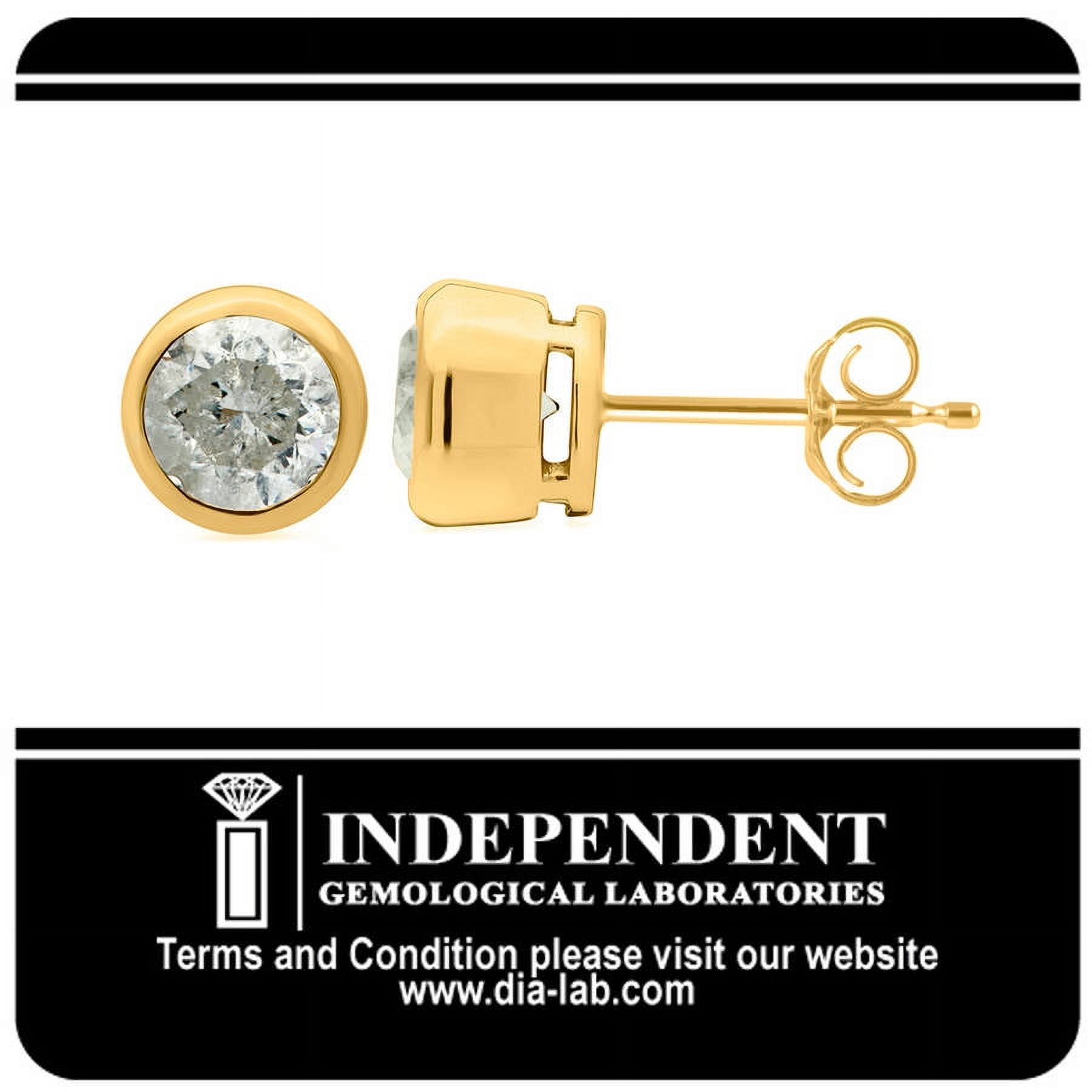 1-1/2 Carat T.W. Round Diamond 14kt Yellow Gold Bezel Stud Earrings, IGL Certified, Comes in a Box
