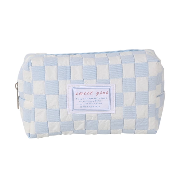 Checkered Pencil Case, Large Capacity Pencil Pouch Stylish Stationery Pouch & Pen Bag for Daily, Travel & Office Supplies