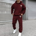 thumbnail image 4 of Men's Suits Product Title for Men Casual Solid Two Piece Hooded Sports Set with Raglan Sleeve Drawstring Pant Set, 4 of 5