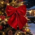 thumbnail image 3 of WWG Christmas Velvet Bow Ornament, Hanging Bow Decoration with Loop, Three Dimensional Structured Shape, Wrinkle Resistant, Reusable, for Christmas Tree, Wreath, Garland, Entryway, Window, Fireplace, 3 of 6