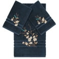 thumbnail image 2 of Authentic Hotel and Spa  Turkish Cotton Blue Bird Embroidered Midnight Blue 3-piece Towel Set, 2 of 5