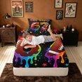 thumbnail image 5 of meiyoeat Graffiti Dripping Football Twin Sheets for Boys, Rainbow 67 Number Stars Bedding, 3 Pieces, 1 Flat Sheet, 1 Fitted Sheet and 1 Pillowcase, 5 of 6