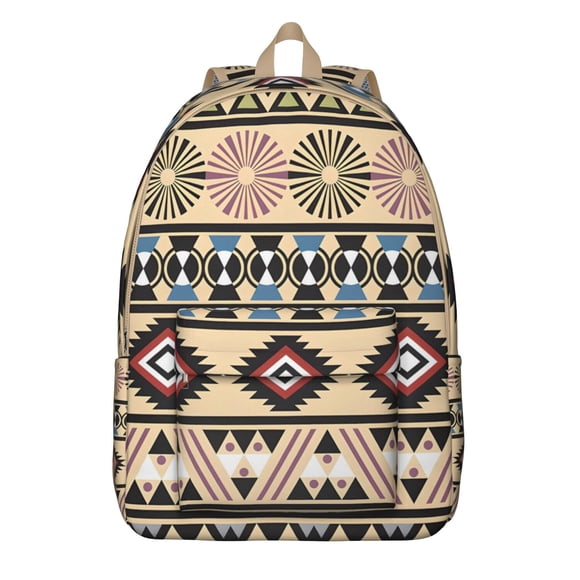 Sac à Dos Scolaire Motifs Tribaux – Sac de Voyage Boho Chic en Toile pour Femmes, Activités Extérieures, Trajets Ou Séances de Gym