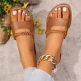 thumbnail image 6 of HomeDM Women's Flat Sandals Summer Comfortable Open Toe Slip On Beach Sandals Casual Travel Slide Sandals, Brown Size 7, 6 of 9