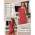 thumbnail image 3 of Ekouaer Ladies Sleepwear Short Sleeve Casual Night Shirt Stretchy Viscose Sleep Dress with Pocket Loungewear, 3 of 6