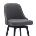 thumbnail image 4 of Sean 30 Inch Barstool Chair - Parson Style - Swivel - Gray Faux Leather - Black, 4 of 6