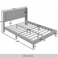 thumbnail image 2 of Castle Place Sleek Contemporary Velvet Upholstered Queen Platform Bed, Light Grey, 2 of 10