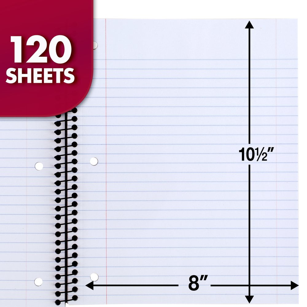 Mead Spiral Notebook, 3 Subject, Wide Ruled, 8 1/2" x 11", Blue (930032FD-WMT)