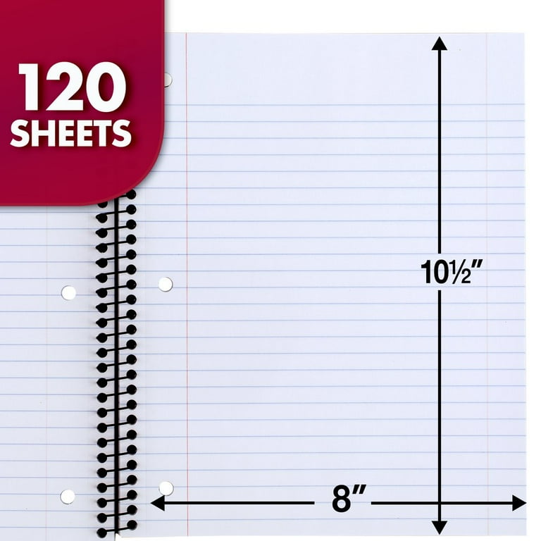 Mead Spiral Notebook, 3 Subject, Wide Ruled, 8 1/2