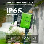 RainPoint Smart Sprinkler Timer 1 Zone Irrigation System for Garden Watering, HTV145B Water Hose Timer and HWG023WRF WI-FI Hub
