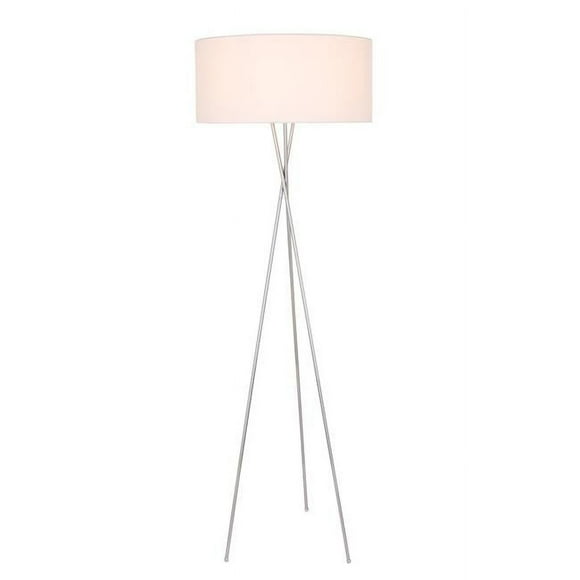 Living District LD6190S Cason 1 Light Silver & White Shade Floor Lamp