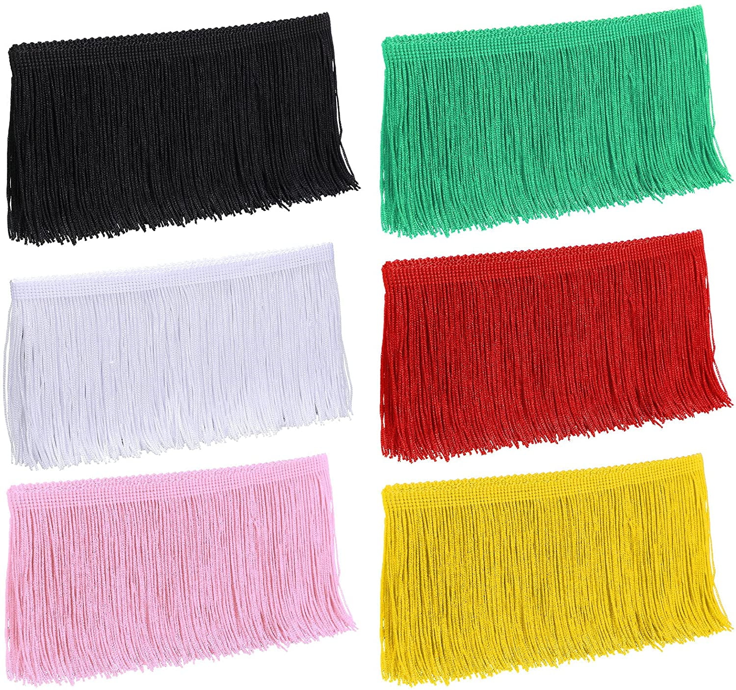 Heartwish268 Fringe Trim Lace Polyerter Fibre Tassel 6inch Wide 10 Yards Long for Clothes Accessories Latin Wedding Dress DIY Lamp Shade Decoration Black White Red Brown 