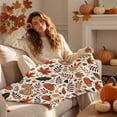 thumbnail image 3 of Thanksgiving Throw Blanket Fall Autumn Harvest Flannel Blanket 70x100cm Cute Pumpkin Maple Leaf Pattern Soft Cozy Plush Sofa Bed Camping Warm Lightweight Cover Holiday Decor Gift, 3 of 6