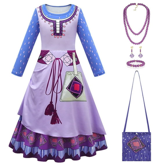 Wish Asha Costume for Girls Princess Asha Dress Cosplay with Accessories 3-12Y