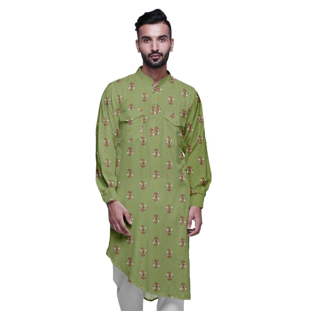 Atasi Kurta Imprimée Col Mandarin Décontractée Chemise Ethnique Longue Kurta Asymétrique