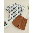 thumbnail image 5 of Toddler Baby Boy Western Clothes 6M 12M 18M 24M 2Y 3Y 4Y  Sleeve Button Down Shirt Elastic Waist Shorts 2PCS Gentleman Suits, 5 of 10