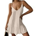 thumbnail image 3 of Frostluinai Womens Dresses 2023 Summer Casual Solid Sundress Spaghetti Strap Sun Dress Boho Beach Swing Mini Dresses, 3 of 5