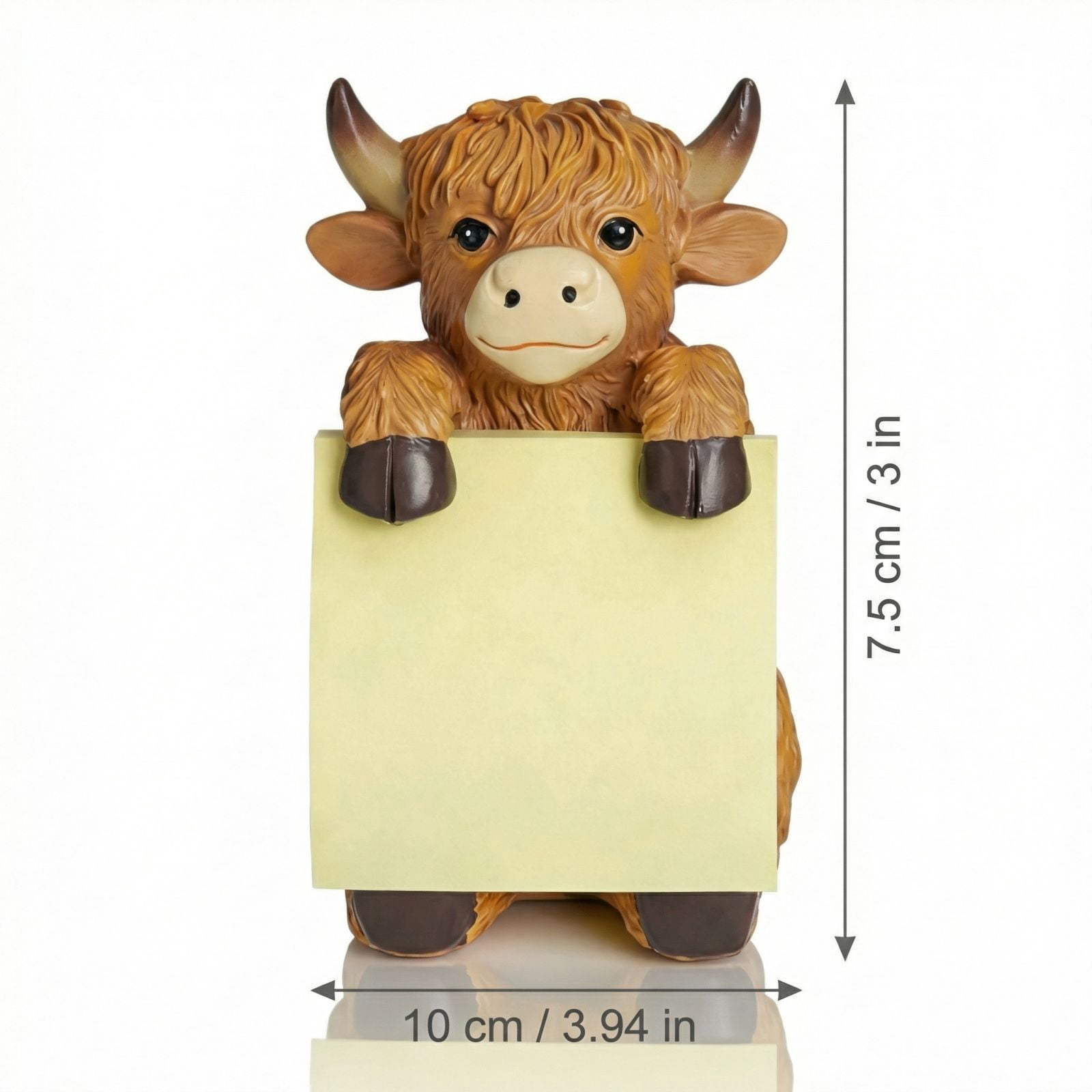 3.94in Resin Highland Cow Sticky Note Holder for Office Desk Decor, Cute Animal Memo Pad Dispenser Home Desktop Organizer Accessory