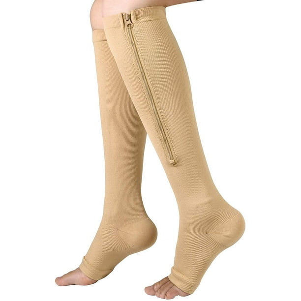 Echenor 2021 Women Zipper Compression Socks Zip Leg Support Knee Sox