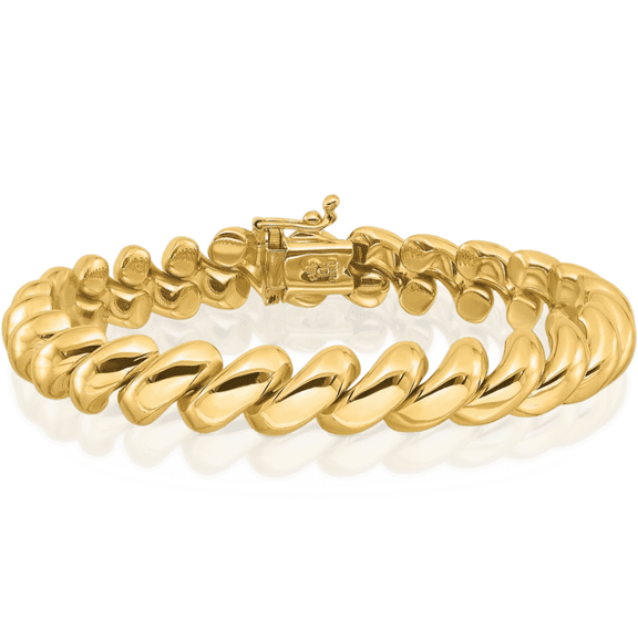 10K Solid Yellow Gold San Marco Chain Bracelet