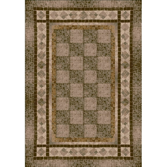 Milliken Innovations Area Rug FLAGLER KHAKI Flagler Khaki Tiled Bordered 10' 9" x 13' 2" Rectangle