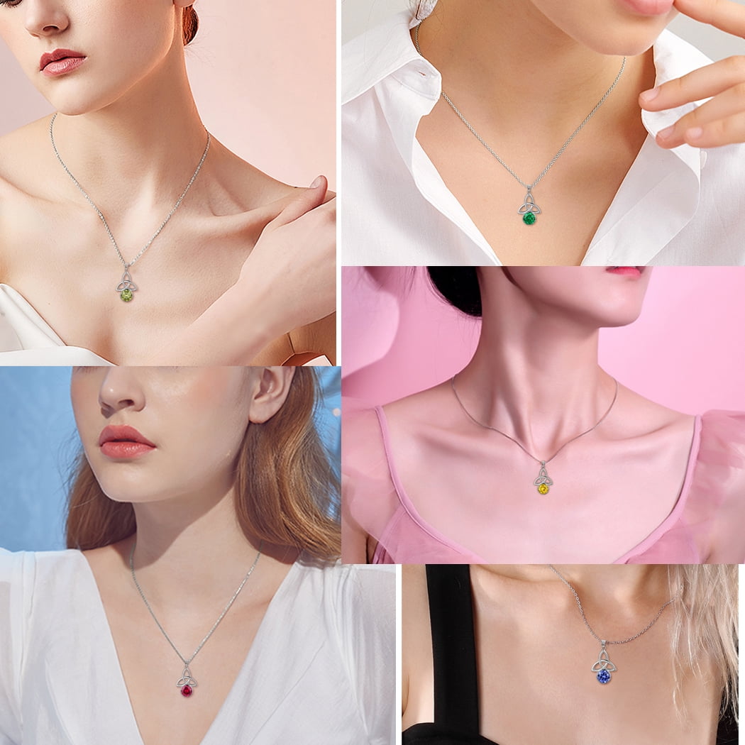 925 Sterling Silver Celtic Knot Necklace for Women June Birthstone Tanzanite Gemstone Trinity Triquetra Irish Pendant Jewelry Birthday Gift Hipunk