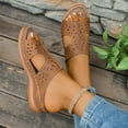 thumbnail image 4 of Women's SlippersSummer Wedge Open Toe Slip-On Peep Toe Sandals Shoes for Women Beach Fashion Brown 7, 4 of 5